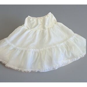 Vintage Girls Slip Skirt Petticoat White LAYERED RUFFLES 4